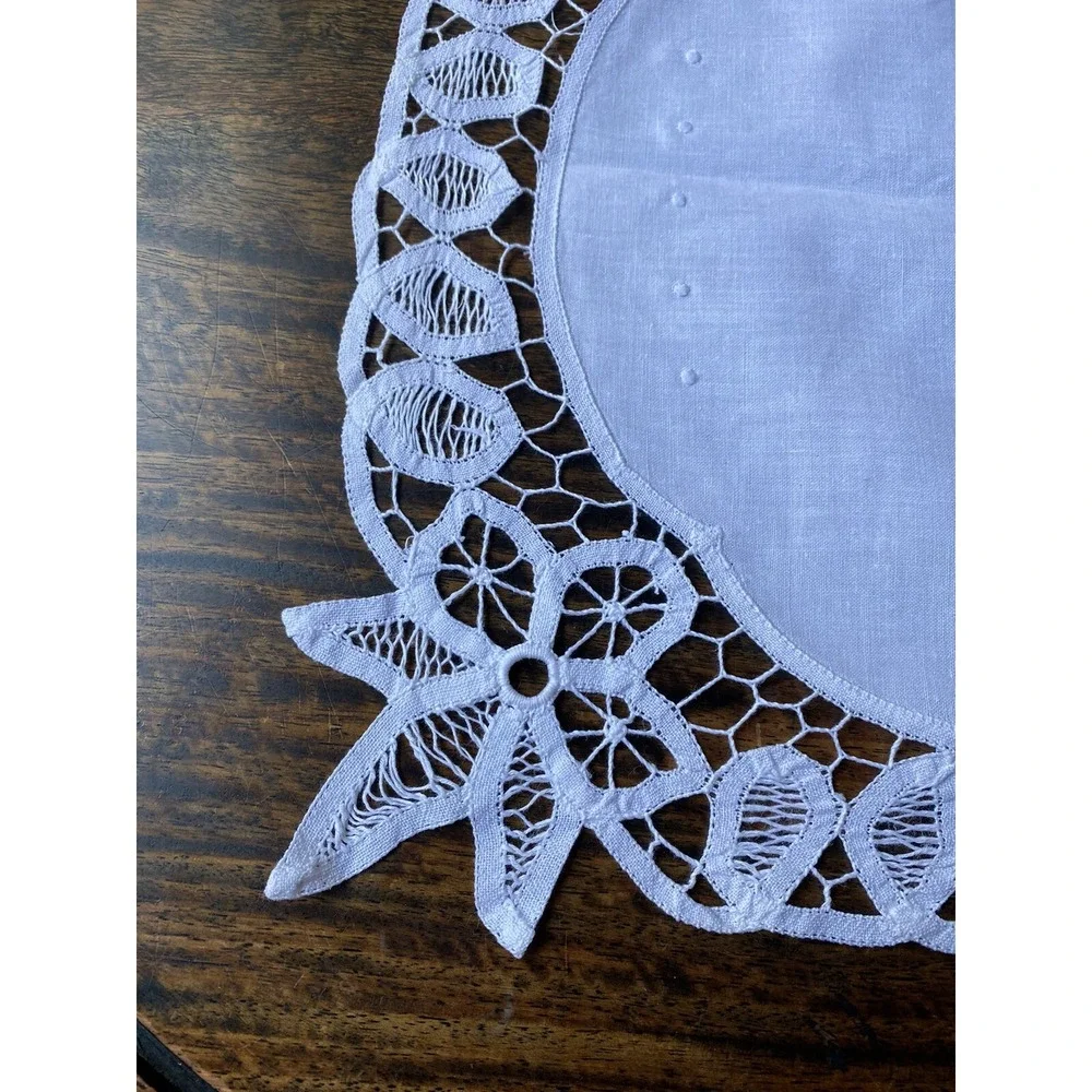 VNTG 4PCS Battenburg Lace Placemats Hand Embroidery 14x19